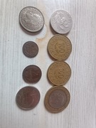 Monety różne dinary ptas kopiejka stotinka korona 