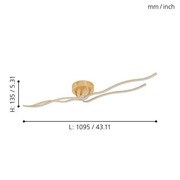 Plafon Eglo 16 x 109,5 cm odcienie żółtego i złota