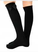 Podkolanówki czarne z kokardą 6lat +