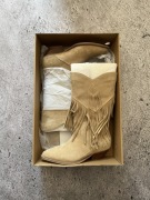 Kozaki kowbojki damskie beżowe L37 39