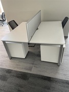 Białe Biurko 2 (dwu) stanowiskowe z przegrodą 160x160