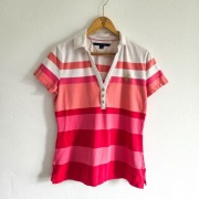 Tommy Hilfiger damska koszulka polo w paski różowa fuksja M