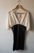 Dopasowana sukienka beżowo-czarna S