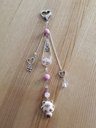 Breloczek kot love różowy kokardka serca