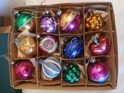 Bombki choinkowe szklane stare PRL handmade ręcznie zdobione mix