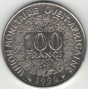 Afryka Zachodnia (BCEAO) 100 franków 1996 - 26 mm - nr 1