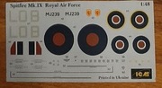 Kalkomania Spitfire mk IX (ICM) scala 1:48