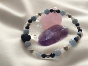 Bransoletka: Kamień Księżycowy, Lapis Lazuli, Akwamaryn i sercem z Jaspisu