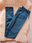 Spodnie damskie skinny fit super stretch turkusowe bawełma vero moda