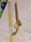 Stara mosiężna ozdoba pistolet do powieszenia odnowiona poler