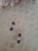 Kolczyki handmade srebro z naturalnych kamieni kyianit cytryn hematyt 