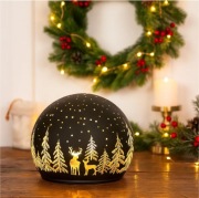 Kula szklana świąteczna led Boże Narodzenie Las czarna 10 cm
