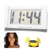 ZEGAREK ELEKTRONICZNY SAMOCHODOWY NA BATERIE CZYTELNY DO AUTA LCD BIAŁY