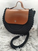 Torebka damska Oreo czarna z klapką handemade 