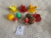 Kolorowy zestaw wielkanocny retro: kurki z NRD, pisanki I przyprawniki