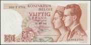 Belgia 50 franków 1966 - 880 T - para królewska - stan bankowy UNC