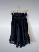 Czarna tunika sukienka gotycka vintage lolita gorsetowa falbanka Dry Lake S