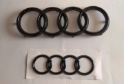 audi znaczek Przód+Tył Czarny Połysk 273mm + 175mm