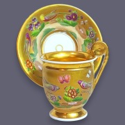Filiżanka Złota Ornitologiczna Owady Biedermeier Paryż 1820-50 