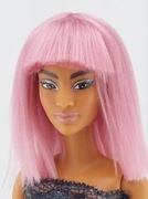 Peruka, włosy dla lalki Barbie różowa  9,5-10cm obwodu głowy