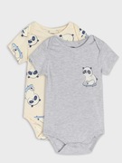 Body niemowlęce 62 Sinsay bawełna pandy panda szare beżowe