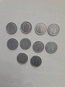 Zestaw monet 1 zł od 1949 roku aluminium