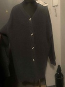 ZARA długi sweter kardigan wdzianko narzutka tunika oversize duży gruby