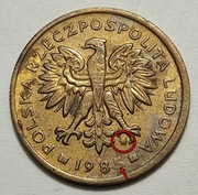 2 zł 1985, destrukt, zapchany znak mennicy