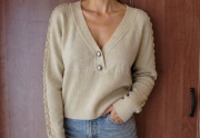 Sweter vintage PRL beżowy rozmiar S lata PRL