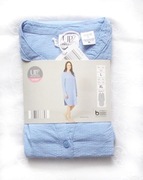 chabrowa tunika z bawełny, niebieska koszula nocna, sukienka z kory