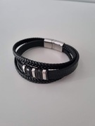 Bransoletka skórzana Versatile czarna 21 cm