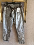 Spodnie damskie woskowane srebrne/szare RJ Moda