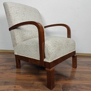 Fotel Art Deco okleinowany orzechem po renowacji