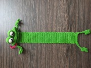Żaba zielona jasny na szydełku kordonek zakładka ozdoba 