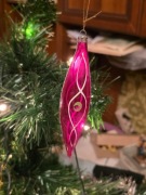 Stara bombka ręcznie malowana PRL sople różowe 4 sztuki