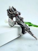 Stalowy Pierścień Sygnet Ring Skull Smok Dragon Gothic Punk Opium