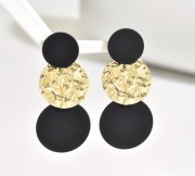 Kolczyki wiszące czarne złote koła geometryczne Biżuteria 