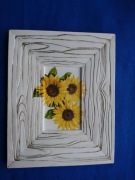 Słoneczniki. Obraz wykonany w glinie.