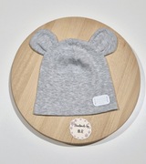 #handmade czapeczka z uszkami 12 mies szary melanż 