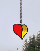 Szklane serduszko,zawieszka witrażowa 