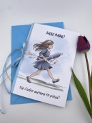 Kartka okolicznościowa dla maturzystki,ręcznie rysowana A5, z kopertą A5