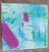 Obraz Abstrakt Turkus Fuksja 20x20 Akryl Płótno 