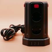 Pionowa listwa zasilająca 8 gniazd 4 usb