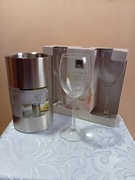 Zestaw do Wina: 3 Kieliszki Royal Leerdam Enchanté 330ml +Stalowy Cooler XL