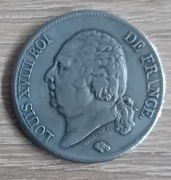 FRANCJA, LUDWIK XVIII, 5 FRANKÓW 1824 H  - KOPIA