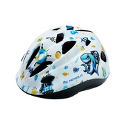 Kask rowerowy dziecięcy FUNNY SHINY kolor biały z niebieskim rekinem