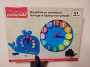 DREWNIANY ZEGAR do nauki godzin i cyfr / wieloryb TABLICA na kredę 