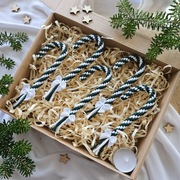 Ozdoby świąteczne handmade – makramowe laski 15 cm (5 sztuk)