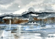 Surowa natura północy. original Akwarela, A4,