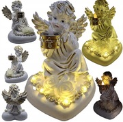 Aniołek SOLARNY ZNICZ WIECZNY DUŻY BIAŁO ZŁOTY LUB BIAŁO SREBRNY NA GRÓB 